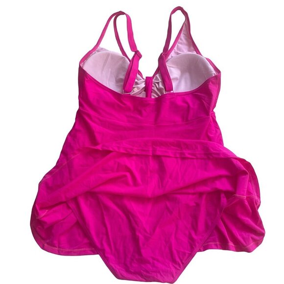 Plus Size One Piece Swimsuit Knotted Front Bow Tie Wireless Padded Swimdress 3XL - Picture 4 of 6